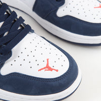 Nike SB Air Jordan 1 Low Shoes - Midnight Navy / Metallic Silver - White thumbnail