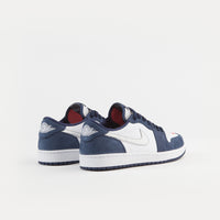 Nike SB Air Jordan 1 Low Shoes - Midnight Navy / Metallic Silver - White thumbnail