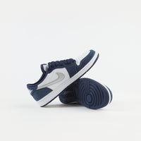 Nike SB Air Jordan 1 Low Shoes - Midnight Navy / Metallic Silver - White thumbnail