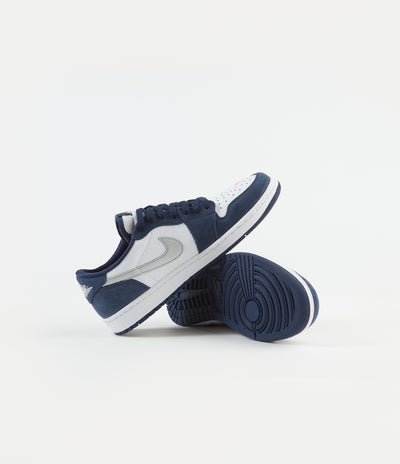 Nike SB Air Jordan 1 Low Shoes - Midnight Navy / Metallic Silver - White