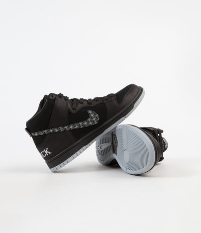 Nike SB 'Black Bar' Dunk High Pro Shoes - Black / Black - Wolf Grey