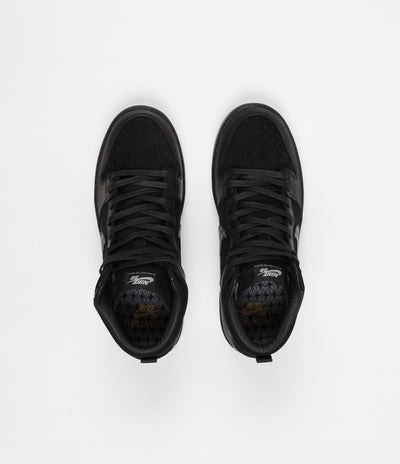 Nike SB 'Black Bar' Dunk High Pro Shoes - Black / Black - Wolf Grey