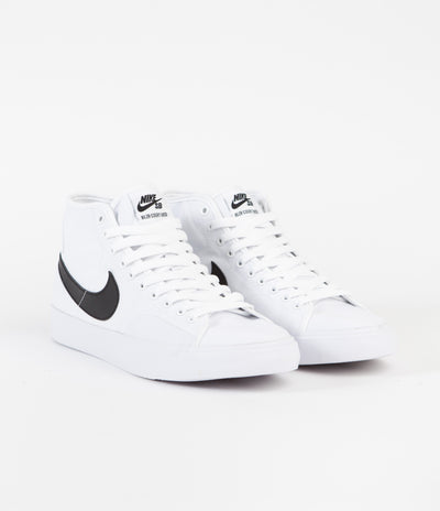 Nike SB Blazer Court Mid Shoes - White / Black - White