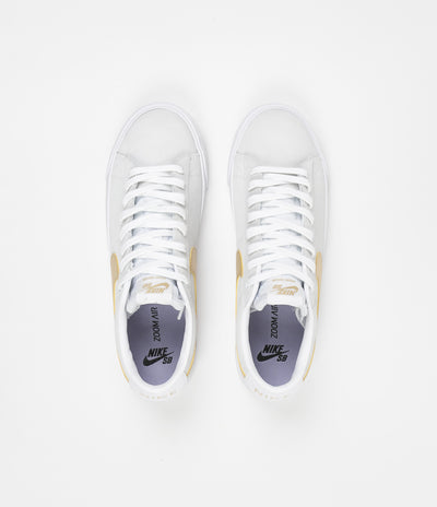 Nike SB Blazer Low GT Shoes - White / Club Gold - White - Light Thistle