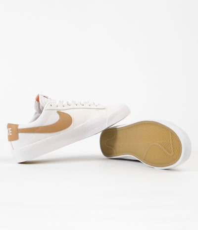 Nike SB Blazer Low Pro GT Orange Label Shoes - White / Light Cognac - White - Light Cognac