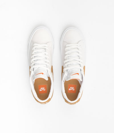 Nike SB Blazer Low Pro GT Orange Label Shoes - White / Light Cognac - White - Light Cognac