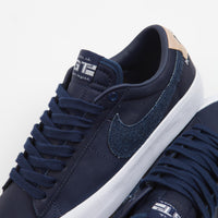 Nike SB Blazer Low Pro GT Premium Shoes - Midnight Navy / Midnight Navy - White thumbnail