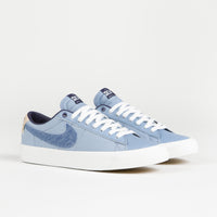 Nike SB Blazer Low Pro GT Premium Shoes - Summit White / Midnight Navy - Summit White thumbnail