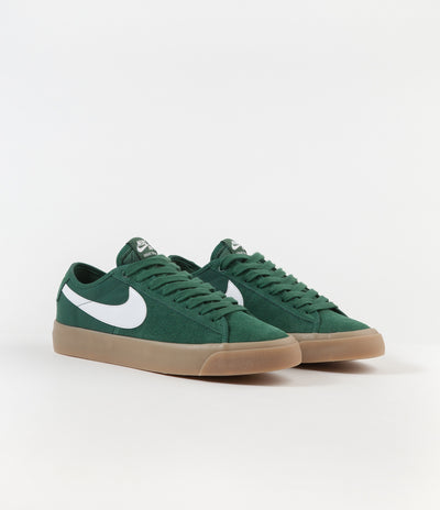 Nike SB Blazer Low Pro GT QS Shoes - Fir / White - Fir - Gum Light Brown