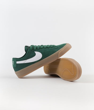 Nike SB Blazer Low Pro GT QS Shoes - Fir / White - Fir - Gum Light Brown