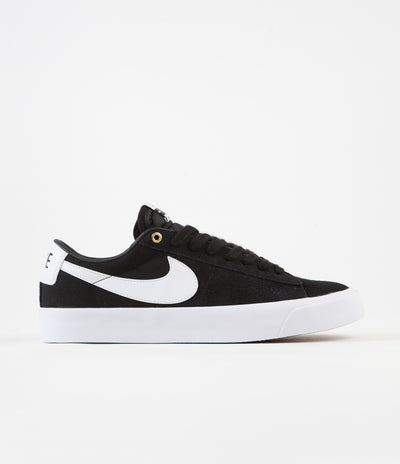 Nike SB Blazer Low Pro GT Shoes - Black / White - Black - Gum Light Br ...