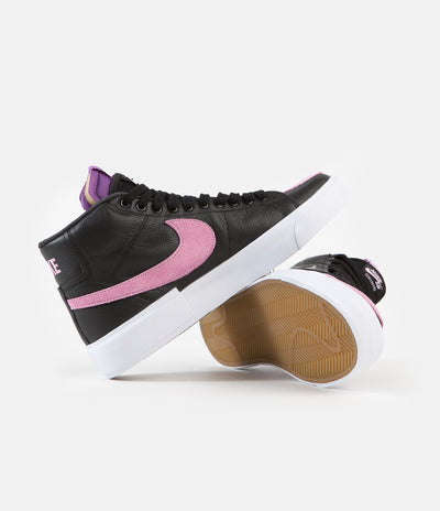 Nike SB Blazer Mid Edge Shoes - Black / Pink Rise - White - Purple Nebula