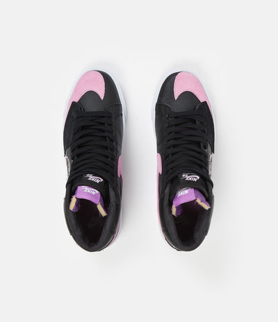 Nike SB Blazer Mid Edge Shoes - Black / Pink Rise - White - Purple Nebula