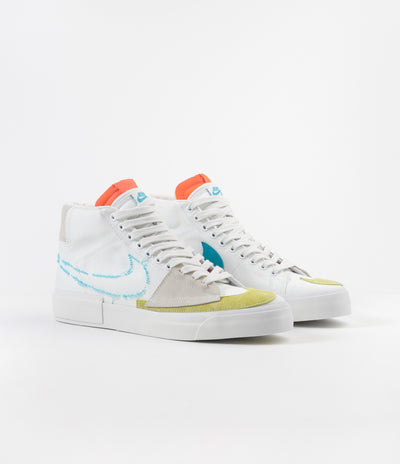 Nike SB Blazer Mid Edge Shoes - Summit White / Oracle Aqua - Summit White