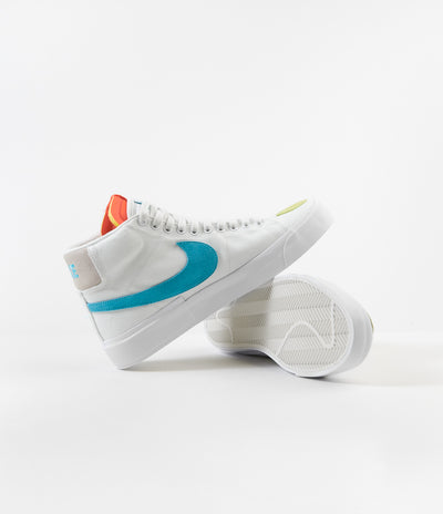 Nike SB Blazer Mid Edge Shoes - Summit White / Oracle Aqua - Summit White