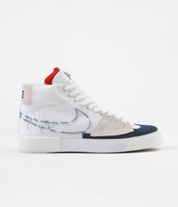 Nike SB Blazer Mid Edge Shoes - White / Midnight Navy - University Red