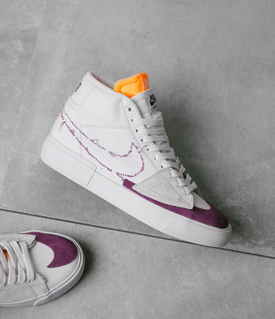 Nike SB Blazer Mid Edge Shoes - White / Viotech - White | Flatspot