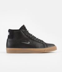 Nike SB Blazer Mid Premium Shoes - Black / White - Black - Gum Light Brown