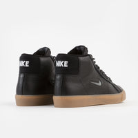 Nike SB Blazer Mid Premium Shoes - Black / White - Black - Gum Light Brown thumbnail