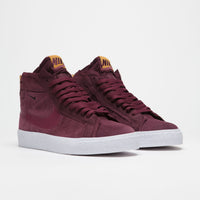 Nike SB Blazer Mid Premium Shoes - Night Maroon / Rosewood - Night Maroon - White thumbnail