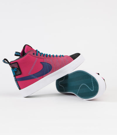 Nike SB Blazer Mid Premium Shoes - Rush Pink / Deep Royal Blue - Laser Blue