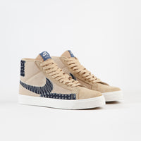 Nike SB Blazer Mid Premium Shoes - Sesame / Mystic Navy - Sail - Gum Light Brown thumbnail