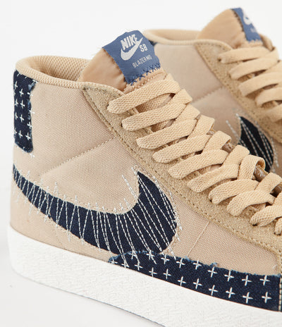 Nike SB Blazer Mid Premium Shoes - Sesame / Mystic Navy - Sail - Gum Light Brown