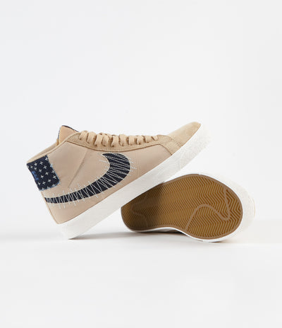 Nike SB Blazer Mid Premium Shoes - Sesame / Mystic Navy - Sail - Gum Light Brown