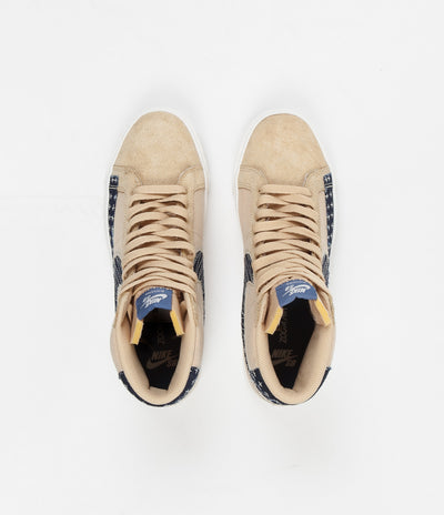 Nike SB Blazer Mid Premium Shoes - Sesame / Mystic Navy - Sail - Gum Light Brown