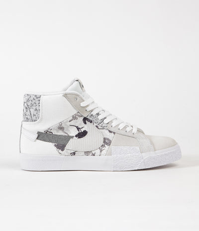Nike SB Blazer Mid Premium Shoes - White / Smoke Grey - White - Pure Platinum
