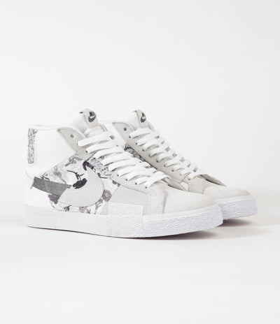 Nike SB Blazer Mid Premium Shoes - White / Smoke Grey - White - Pure Platinum