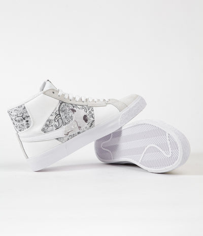 Nike SB Blazer Mid Premium Shoes - White / Smoke Grey - White - Pure Platinum