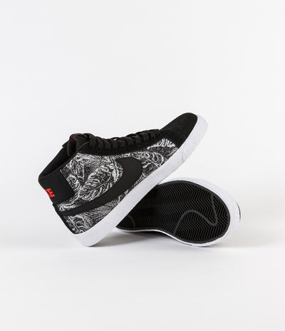 Nike SB Blazer Mid Shoes -  Black / Black - White - Max Orange