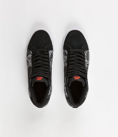 Nike SB Blazer Mid Shoes -  Black / Black - White - Max Orange
