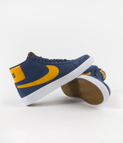 Nike SB Blazer Mid Shoes - Navy / University Gold - Navy - White