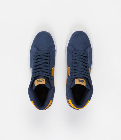 Nike SB Blazer Mid Shoes - Navy / University Gold - Navy - White