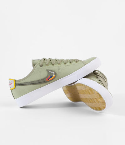 Nike SB Blazer Court DVDL Shoes - Dusty Olive / Medium Olive - Light Bone - Navy