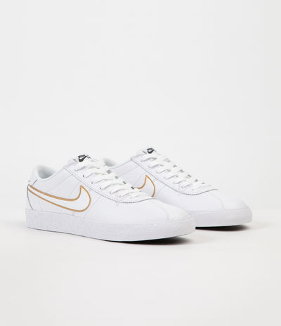 Nike SB Bruin Premium SE Shoes - White / White - Metallic Gold - Black
