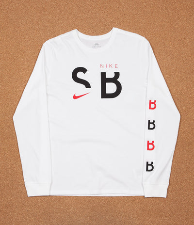 Nike SB Dry Long Sleeve T-Shirt - White / Black / University Red