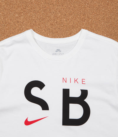 Nike SB Dry Long Sleeve T-Shirt - White / Black / University Red