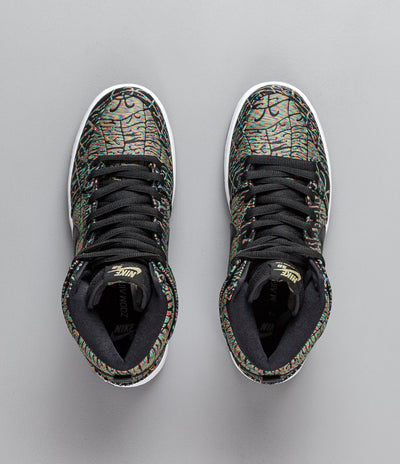 Nike SB Dunk High Premium 'Tripper' Shoes - Black / Black - Rainbow - White
