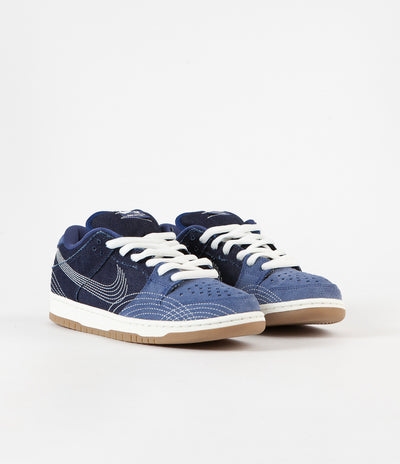 Nike SB Dunk Low Pro Premium 'Sashiko' Shoes in Mystic Navy and Sail and Mystic Navy