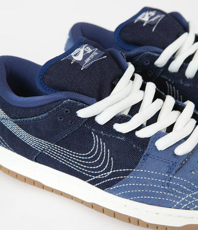Nike SB Dunk Low Pro Premium 'Sashiko' Shoes in Mystic Navy and Sail and Mystic Navy