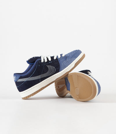 Nike SB Dunk Low Pro Premium 'Sashiko' Shoes in Mystic Navy and Sail and Mystic Navy
