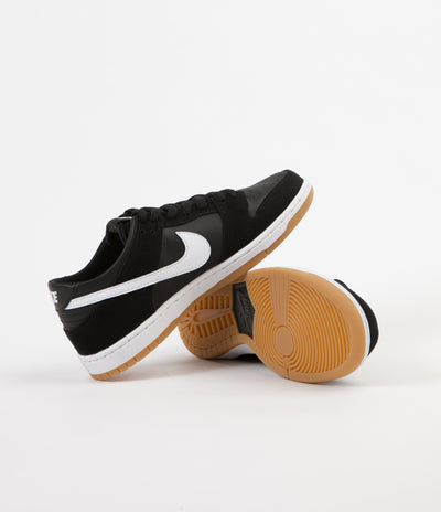 Nike SB Dunk Low Pro Shoes - Black / White - Gum Light Brown