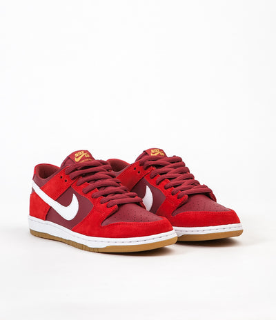 Nike SB Dunk Low Pro Shoes - Track Red / White - Cedar - Gum Light Bro ...