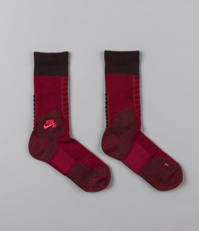 Nike SB Elite Crew Socks - Team Red / Velvet Brown / Ember Glow