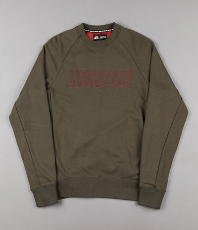 Nike SB Everett Reveal Crewneck Sweatshirt - Cargo Khaki / Dark Cayenne