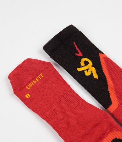 Nike SB Everyday Max Lightweight Crew Socks (3 Pair) - Black / White / Red