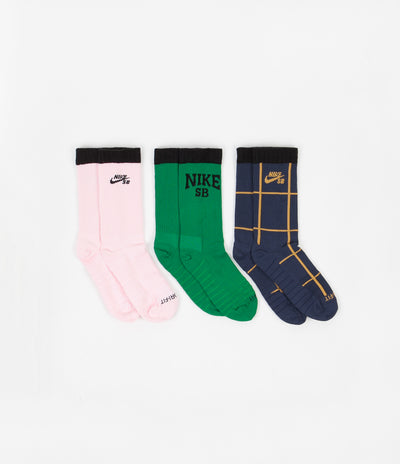Nike SB Everyday Max Lightweight Crew Socks (3 Pair) - Green / Multicolour